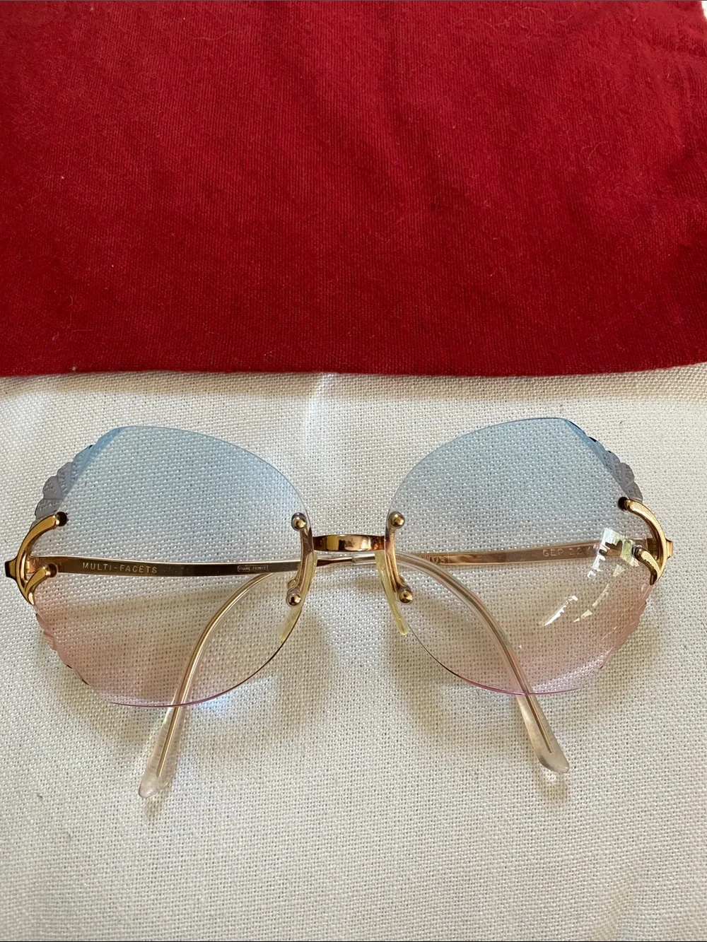 France Gold GEP 22 KTS Multi Facets Blue To Pink Graduated Lenses Rx Glasses